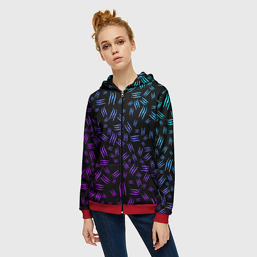 Женская толстовка на молнии PATTERN MONSTER ENERGY Z / 3D-Красный – фото 3