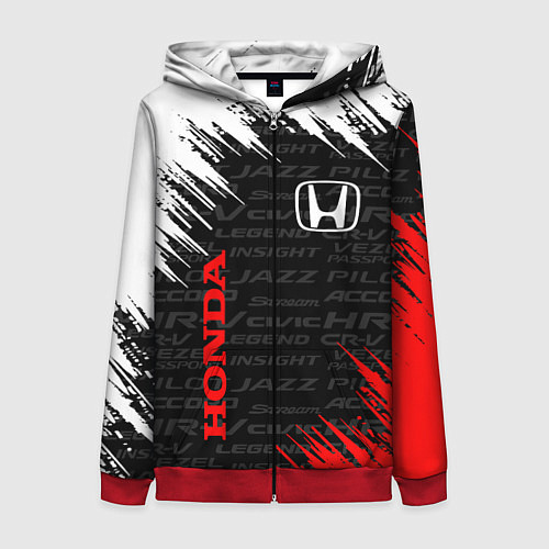 Женская толстовка на молнии HONDA / 3D-Красный – фото 1