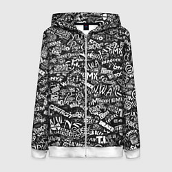 Толстовка на молнии женская Top Hip Hop, цвет: 3D-белый
