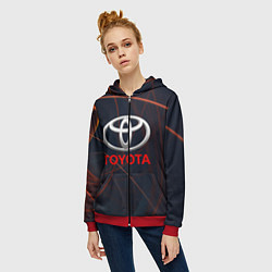Толстовка на молнии женская TOYOTA, цвет: 3D-красный — фото 2