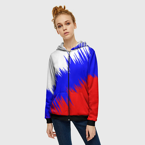 Женская толстовка на молнии Россия / 3D-Черный – фото 3