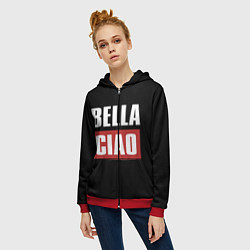 Толстовка на молнии женская Bella Ciao, цвет: 3D-красный — фото 2