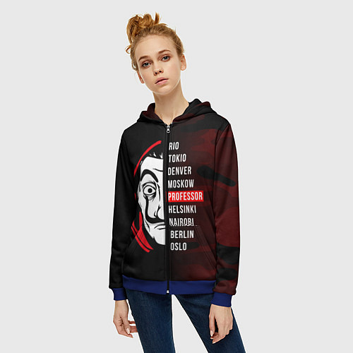 Женская толстовка на молнии La Casa de Papel Z / 3D-Синий – фото 3