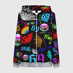 Толстовка на молнии женская 6IX9INE, цвет: 3D-меланж