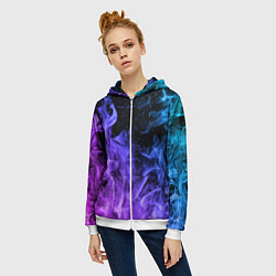 Толстовка на молнии женская ОГОНЬ НЕОН, цвет: 3D-белый — фото 2