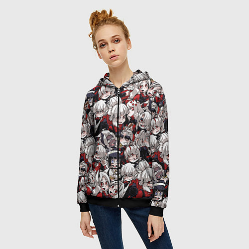 Женская толстовка на молнии Helltaker / 3D-Черный – фото 3