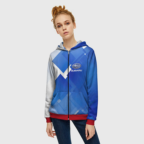 Женская толстовка на молнии SUBARU / 3D-Красный – фото 3