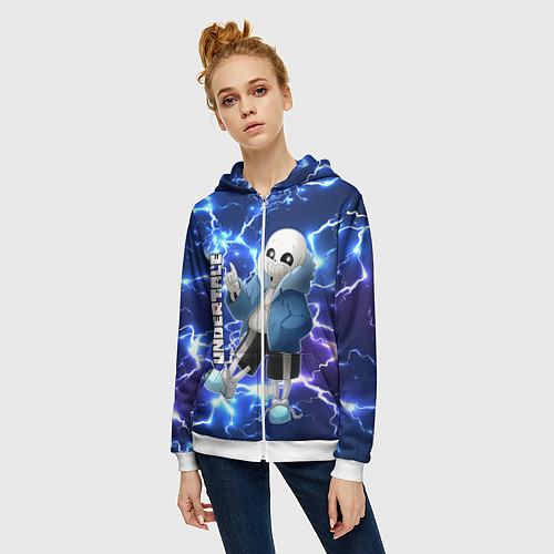 Женская толстовка на молнии UNDERTALE АНДЕРТЕЙЛ / 3D-Белый – фото 3
