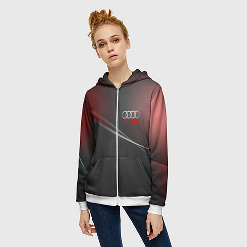 Женская толстовка на молнии AUDI / 3D-Белый – фото 3