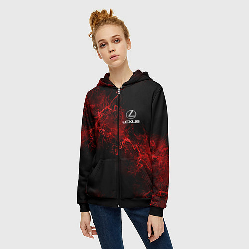 Женская толстовка на молнии LEXUS / 3D-Черный – фото 3