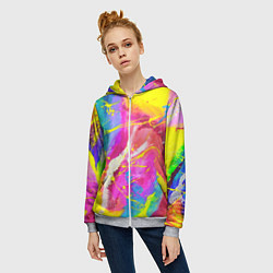 Толстовка на молнии женская ТИ-ДАЙ, цвет: 3D-меланж — фото 2