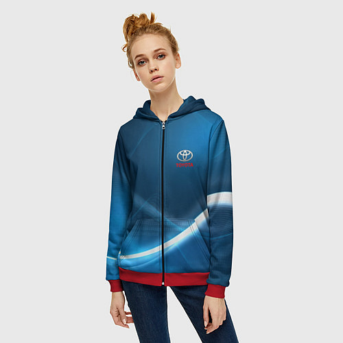 Женская толстовка на молнии TOYOTA / 3D-Красный – фото 3