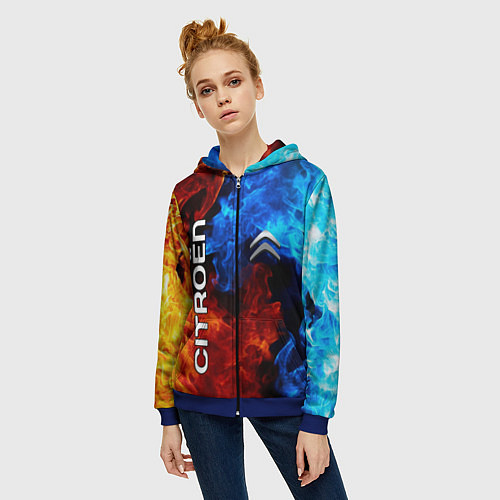 Женская толстовка на молнии CITROEN / 3D-Синий – фото 3