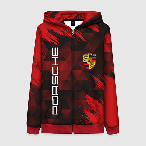 Женская толстовка на молнии PORSCHE / 3D-Красный – фото 1