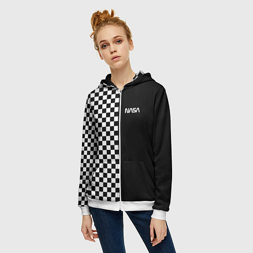 Женская толстовка на молнии NASA / 3D-Белый – фото 3