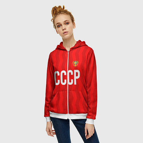 Женская толстовка на молнии Форма сборной СССР / 3D-Белый – фото 3