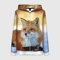 Толстовка на молнии женская Лиса, цвет: 3D-белый