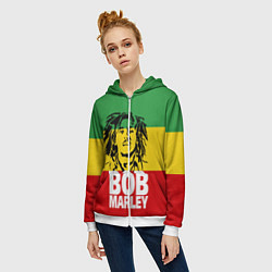 Толстовка на молнии женская Bob Marley, цвет: 3D-белый — фото 2