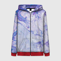 Толстовка на молнии женская Разводы сиреневой краской, цвет: 3D-красный