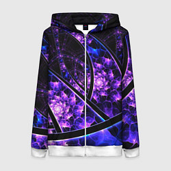 Толстовка на молнии женская Фрактал линии, цвет: 3D-белый