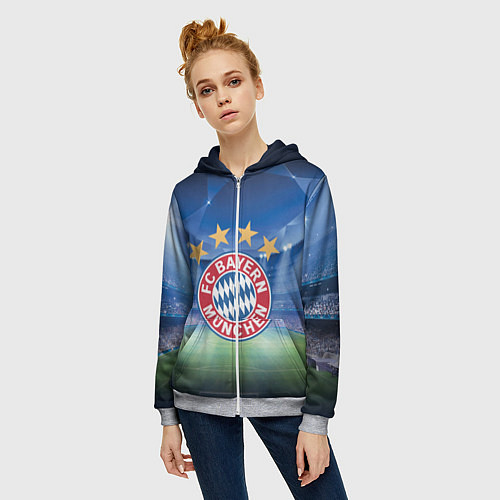 Женская толстовка на молнии Бавария Мюнхен / 3D-Меланж – фото 3
