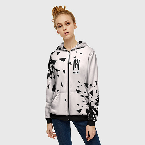 Женская толстовка на молнии Monsta X / 3D-Черный – фото 3