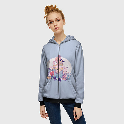 Женская толстовка на молнии BTS Happy Birthday / 3D-Черный – фото 3