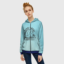 Толстовка на молнии женская LIVE! LOVE! VOLLEYBALL!, цвет: 3D-синий — фото 2