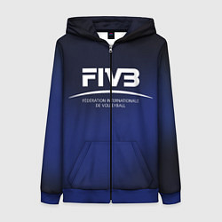 Толстовка на молнии женская FIVB Volleyball, цвет: 3D-синий