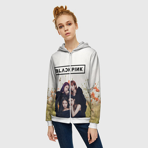 Женская толстовка на молнии BlackPink / 3D-Белый – фото 3