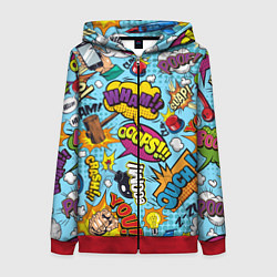 Толстовка на молнии женская Pop art comics, цвет: 3D-красный