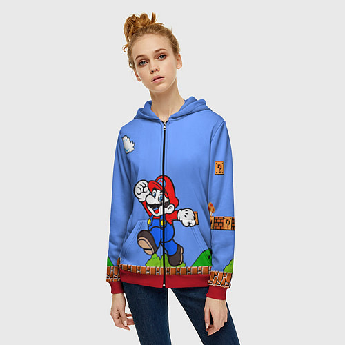 Женская толстовка на молнии Mario / 3D-Красный – фото 3