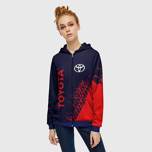 Женская толстовка на молнии TOYOTA ТОЙОТА / 3D-Синий – фото 3