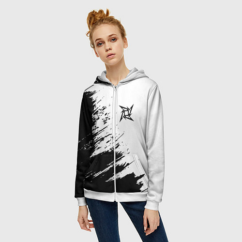 Женская толстовка на молнии METALLICA МЕТАЛЛИКА / 3D-Белый – фото 3