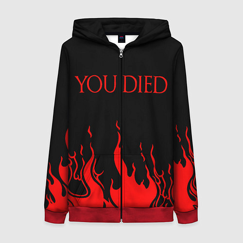 Женская толстовка на молнии YOU DIED / 3D-Красный – фото 1