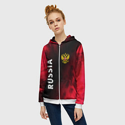 Толстовка на молнии женская RUSSIA РОССИЯ, цвет: 3D-белый — фото 2