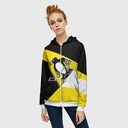 Толстовка на молнии женская Pittsburgh Penguins Exclusive, цвет: 3D-белый — фото 2