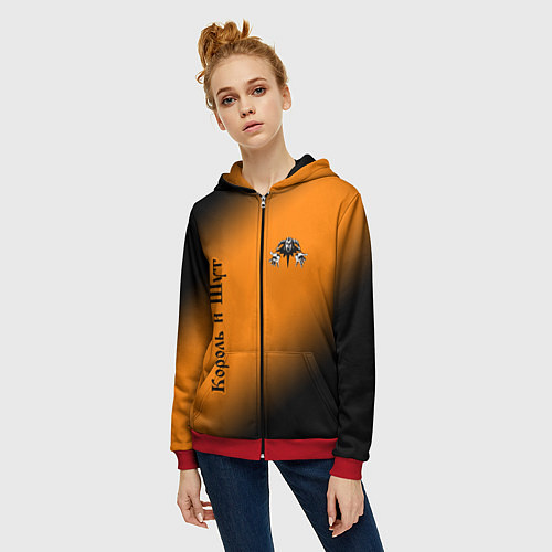 Женская толстовка на молнии КОРОЛЬ И ШУТ / 3D-Красный – фото 3