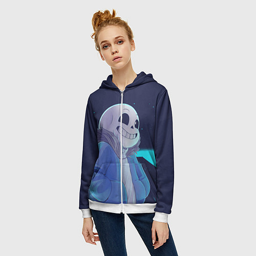 Женская толстовка на молнии UNDERTALE / 3D-Белый – фото 3