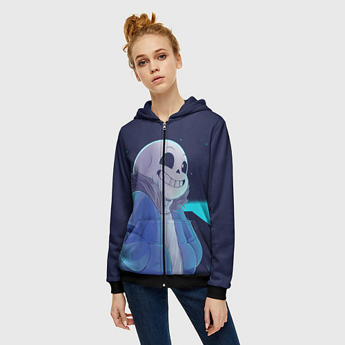 Женская толстовка на молнии UNDERTALE / 3D-Черный – фото 3