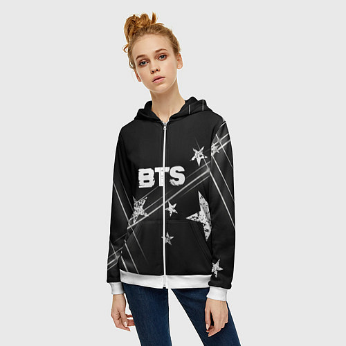 Женская толстовка на молнии BTS бойбенд Stars / 3D-Белый – фото 3