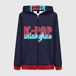 Толстовка на молнии женская LOVE K-POP, цвет: 3D-красный