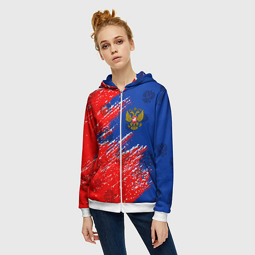 Женская толстовка на молнии Патриот России / 3D-Белый – фото 3