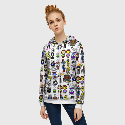 Женская толстовка на молнии UNDERTALE / 3D-Белый – фото 3