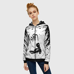 Толстовка на молнии женская Korn, цвет: 3D-черный — фото 2