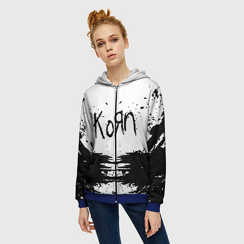Женская толстовка на молнии Korn / 3D-Синий – фото 3