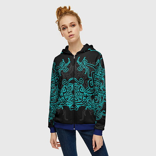 Женская толстовка на молнии Узоры магия / 3D-Синий – фото 3
