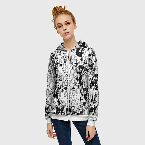 Женская толстовка на молнии GHOSTEMANE / 3D-Белый – фото 3