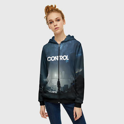 Женская толстовка на молнии Control Контрол / 3D-Черный – фото 3