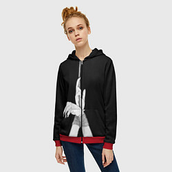 Толстовка на молнии женская Связанные руки эстетика, цвет: 3D-красный — фото 2